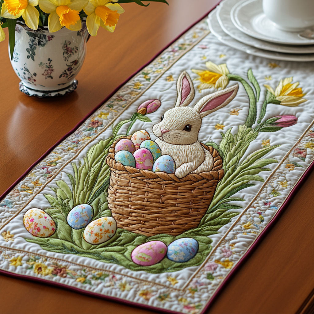 Spring Basket Bunny Quilted Table Runner Easter Dinner Decor Good Family Gifts