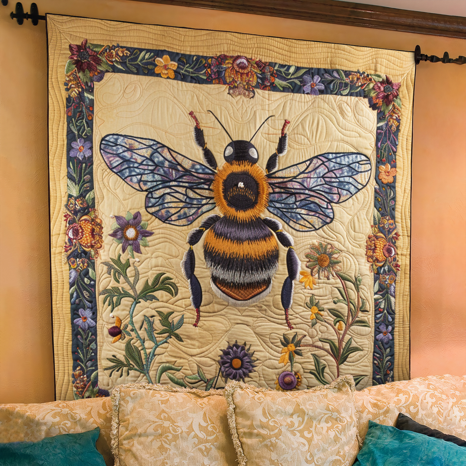 Spring Bee Quilted Blanket Cute Fuzzy Blankets