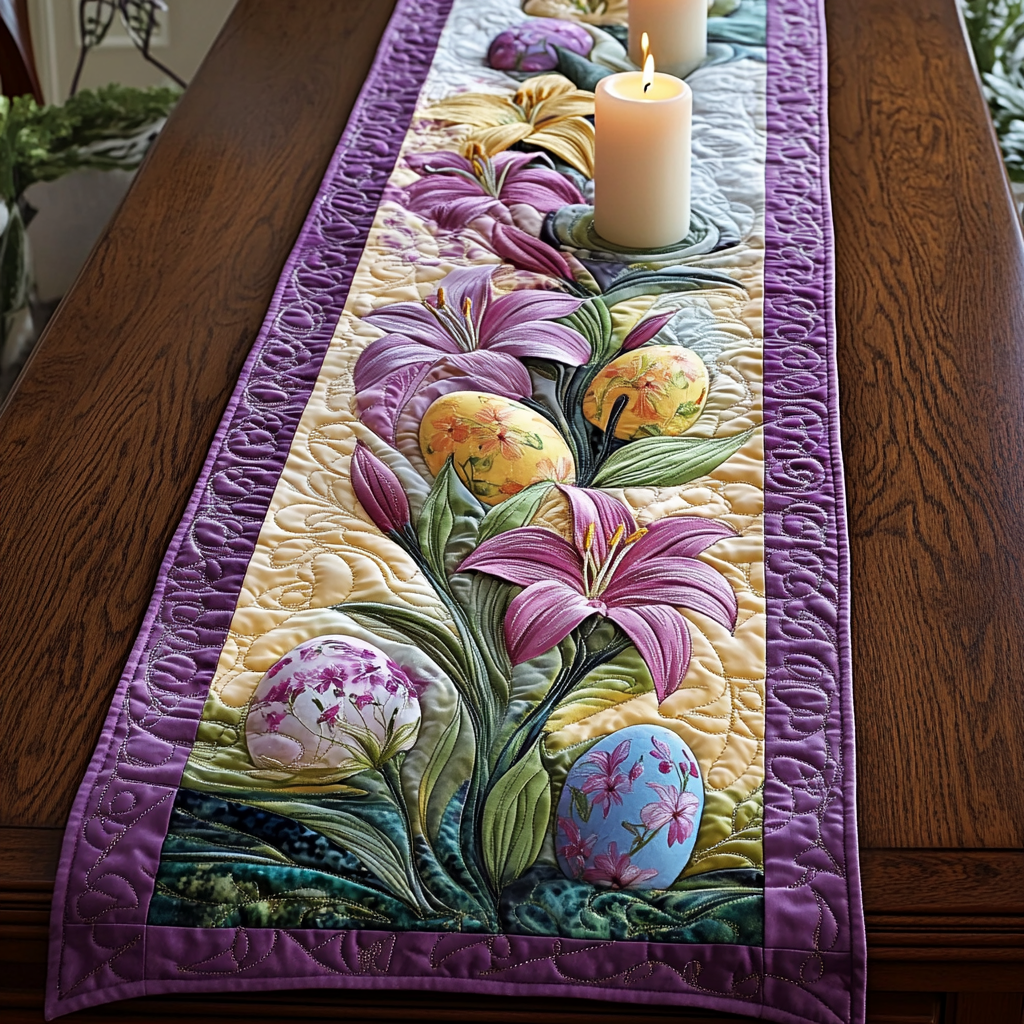 Spring Bloom Quilted Table Runner Easter Spring Table Runner Gift For Coworker