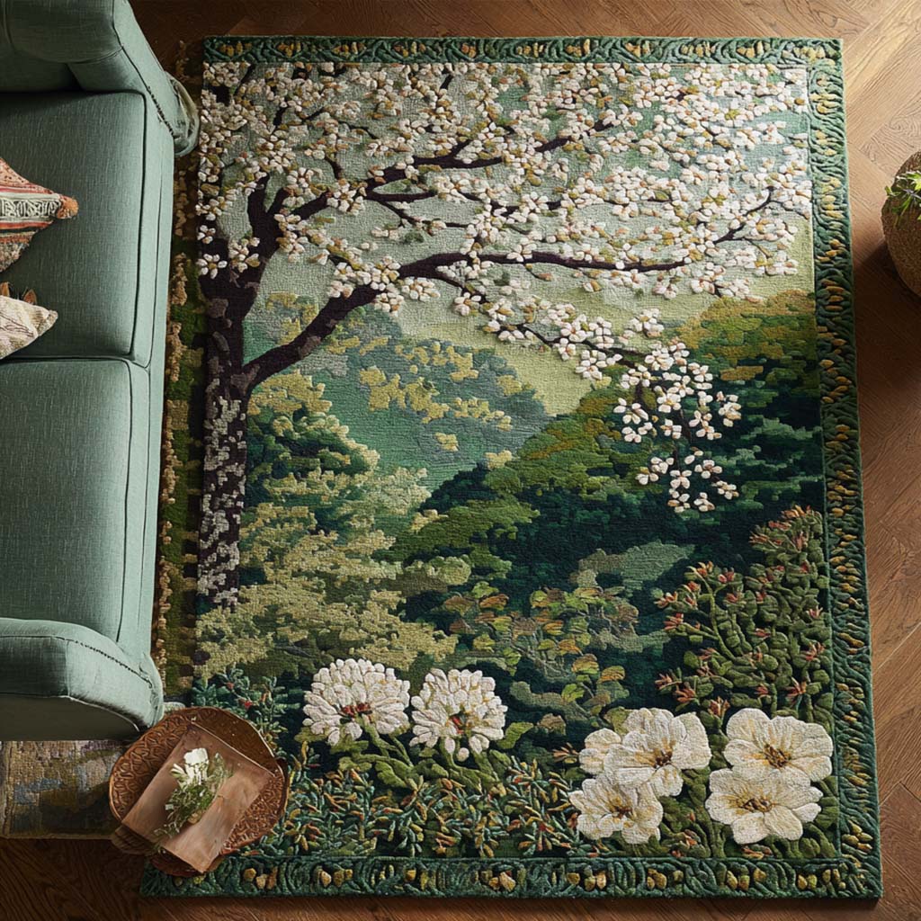 Spring Blossom Area Rug Outdoor Decor Forest Gift Shop