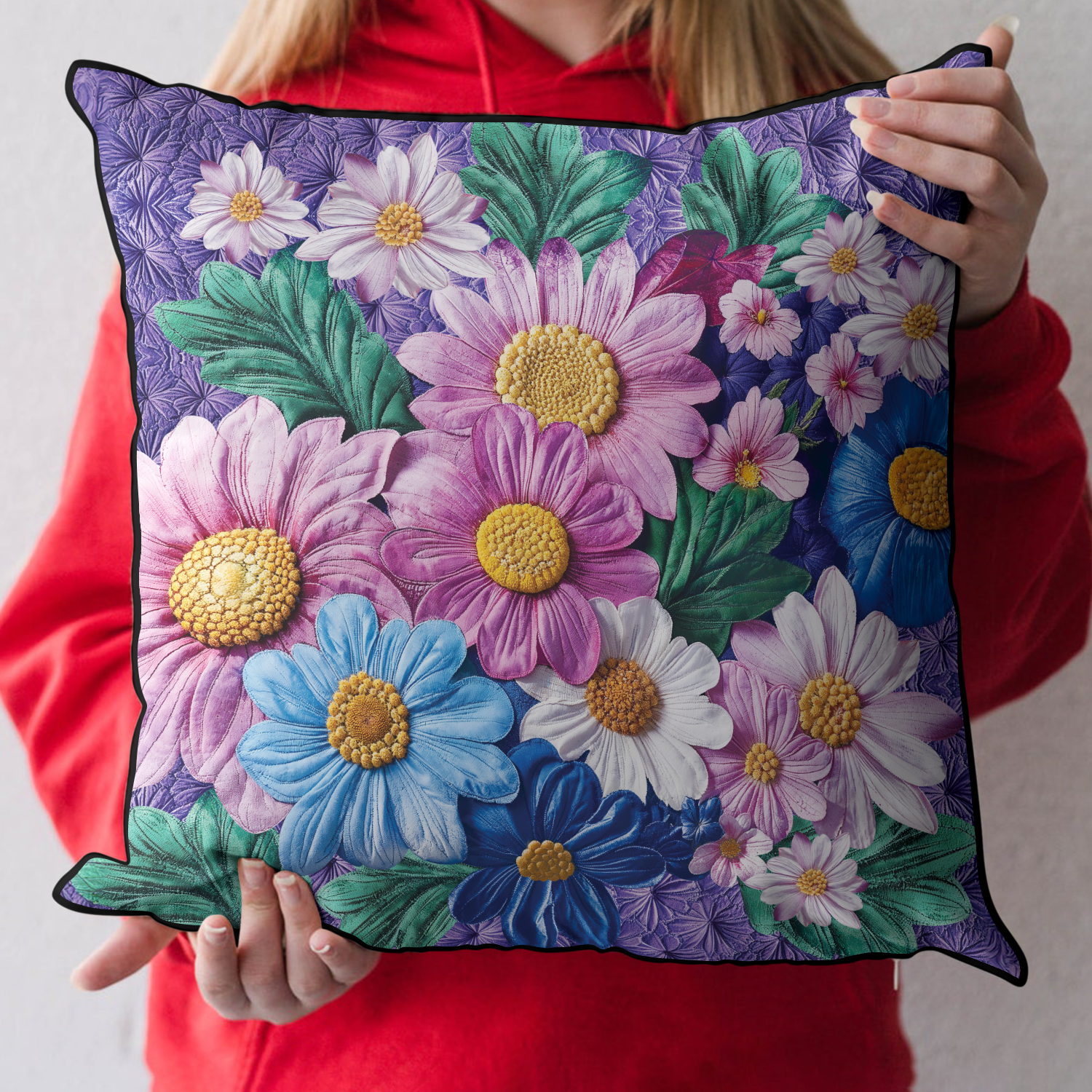 Spring Blossom Quilted Pillow Case Gnome Christmas Pillow Cover