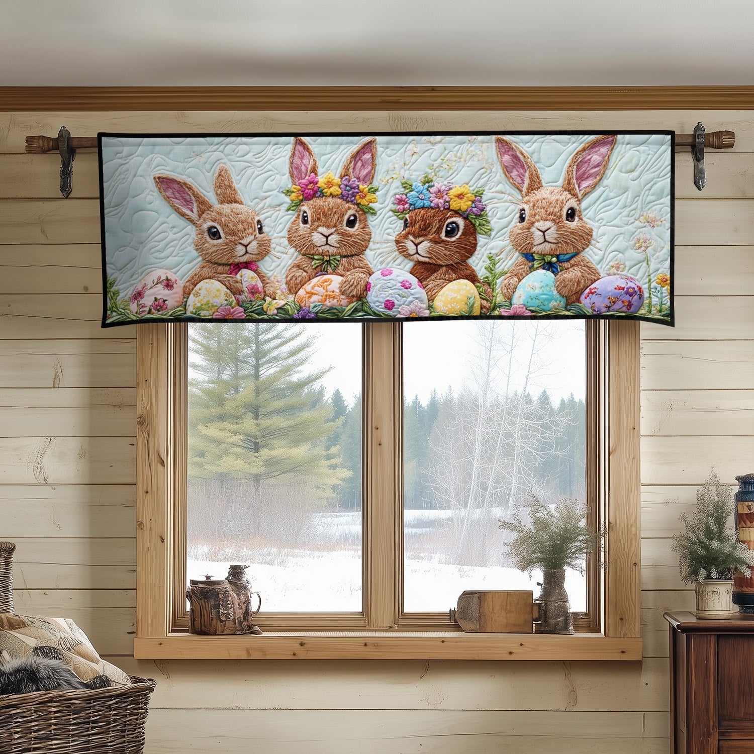 Spring Bunnies Quilted Valance House Decor Items Cute Easter Gifts