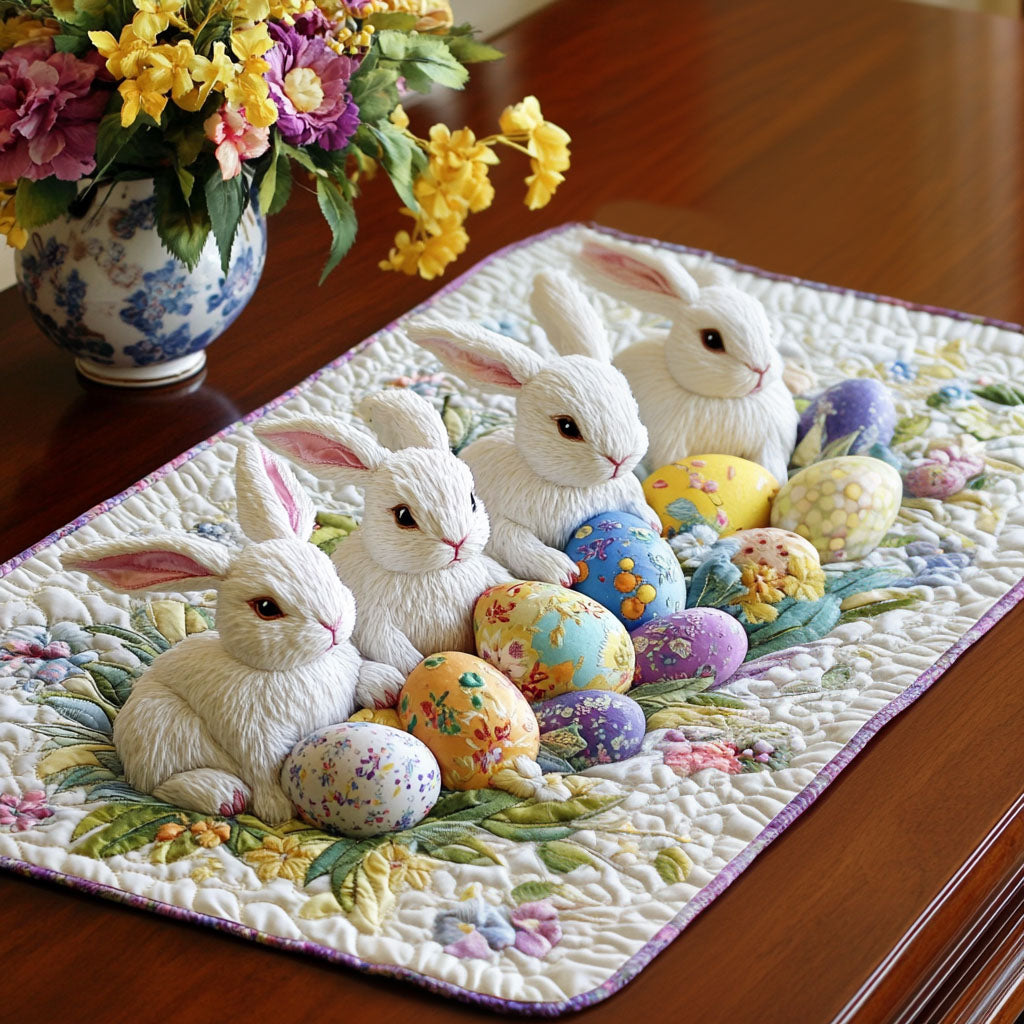 Spring Bunny Quilted Placemat Dining Room Table Decorated For Christmas Easter Themed Gifts