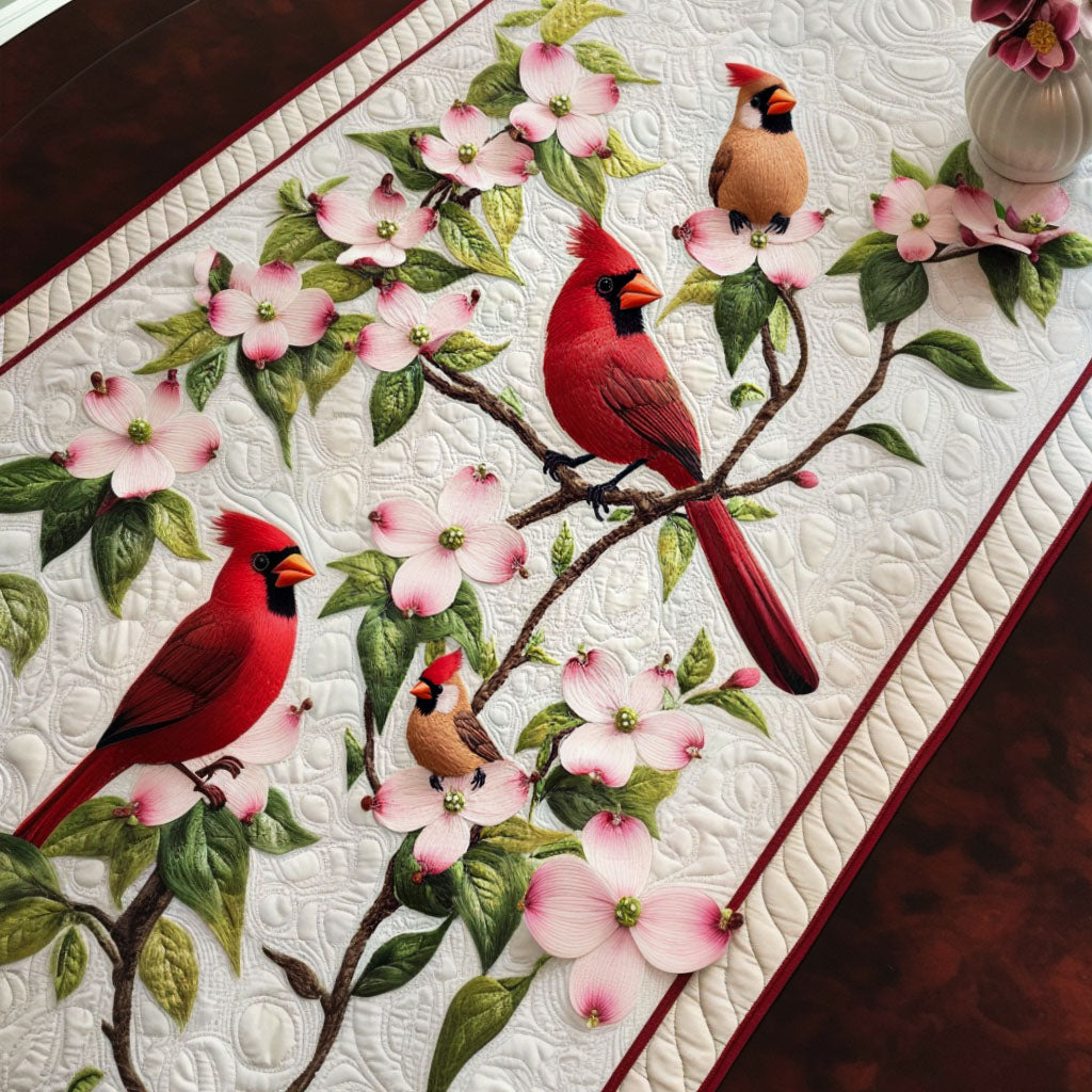 Spring Cardinals Quilted Table Runner Dining Room Table Runner Decor Cardinal Gifts For Men