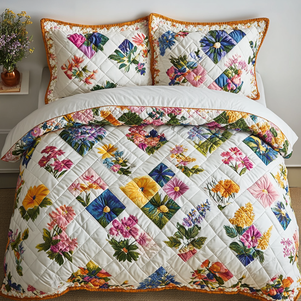 Spring Charm Quilted Bedding Set Luxury Bed Sheet Gift Set for Ultimate Comfort