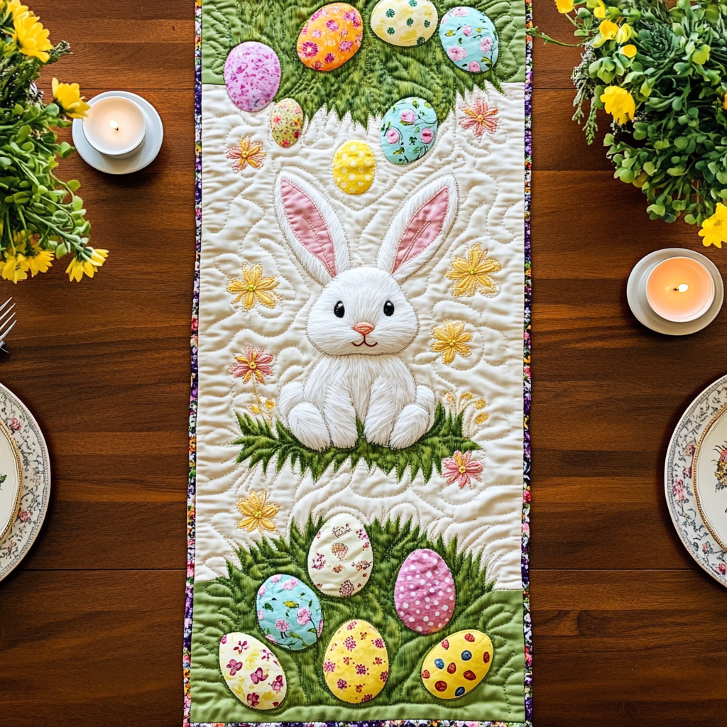 Spring Charm Quilted Table Runner Rustic Easter Table Decor Family Gift Ideas