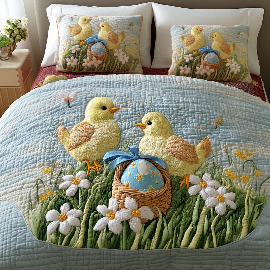 Spring Chicks Quilted Bedding Set Bed Decorations Faith Based Easter Gifts