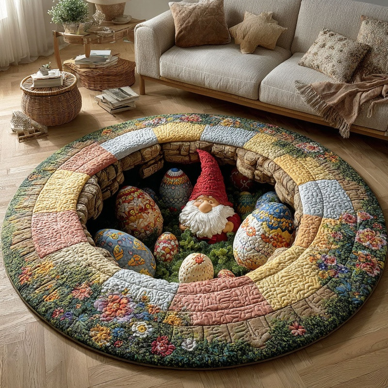 Spring Egg Fields Quilted Round Mat Easter Spring Home Decor Gift For Easter Lovers
