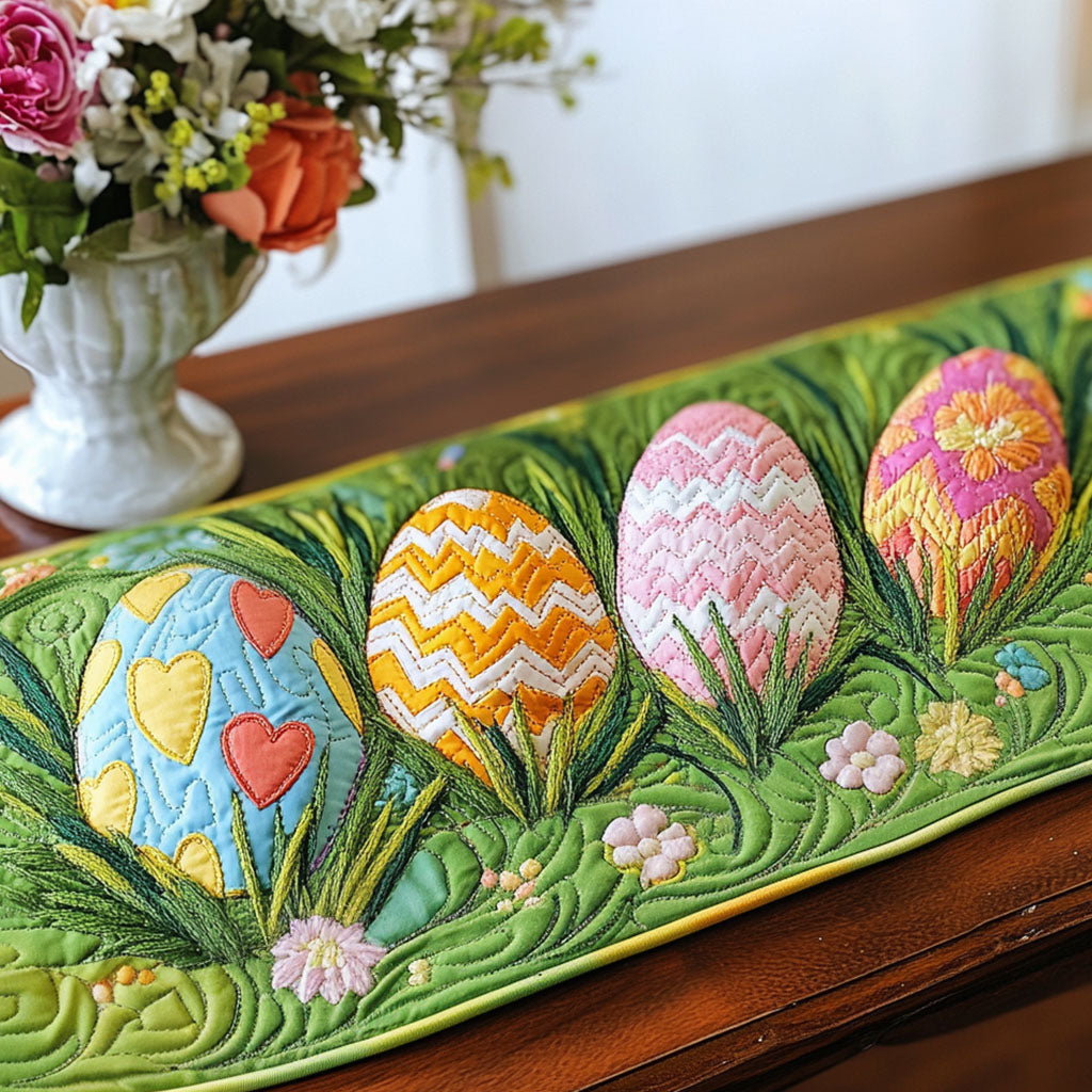 Spring Egg Garden Quilted Table Runner Elegant Easter Table Decor Best Friend Birthday Gifts