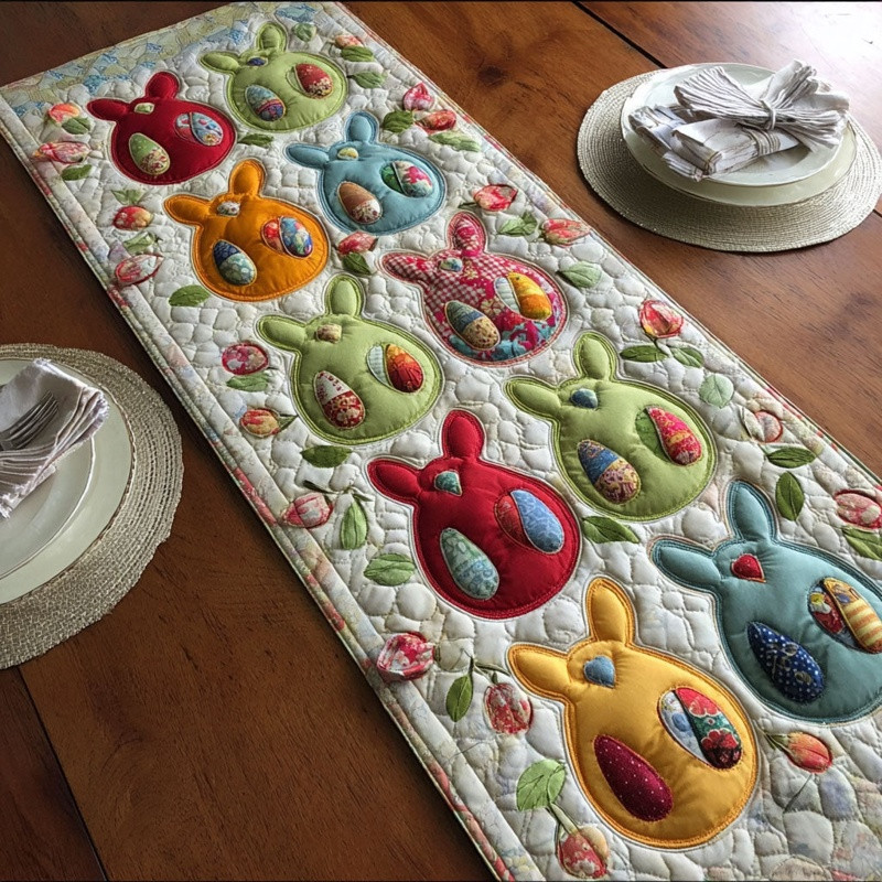 Spring Eggs Quilted Table Runner Easter Spring Table Decor Best Gift For Easter Lovers