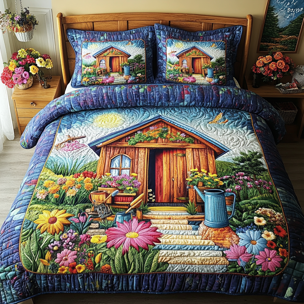 Spring Escape Quilted Bedding Set Bedroom Decor Christmas Floral Gifts