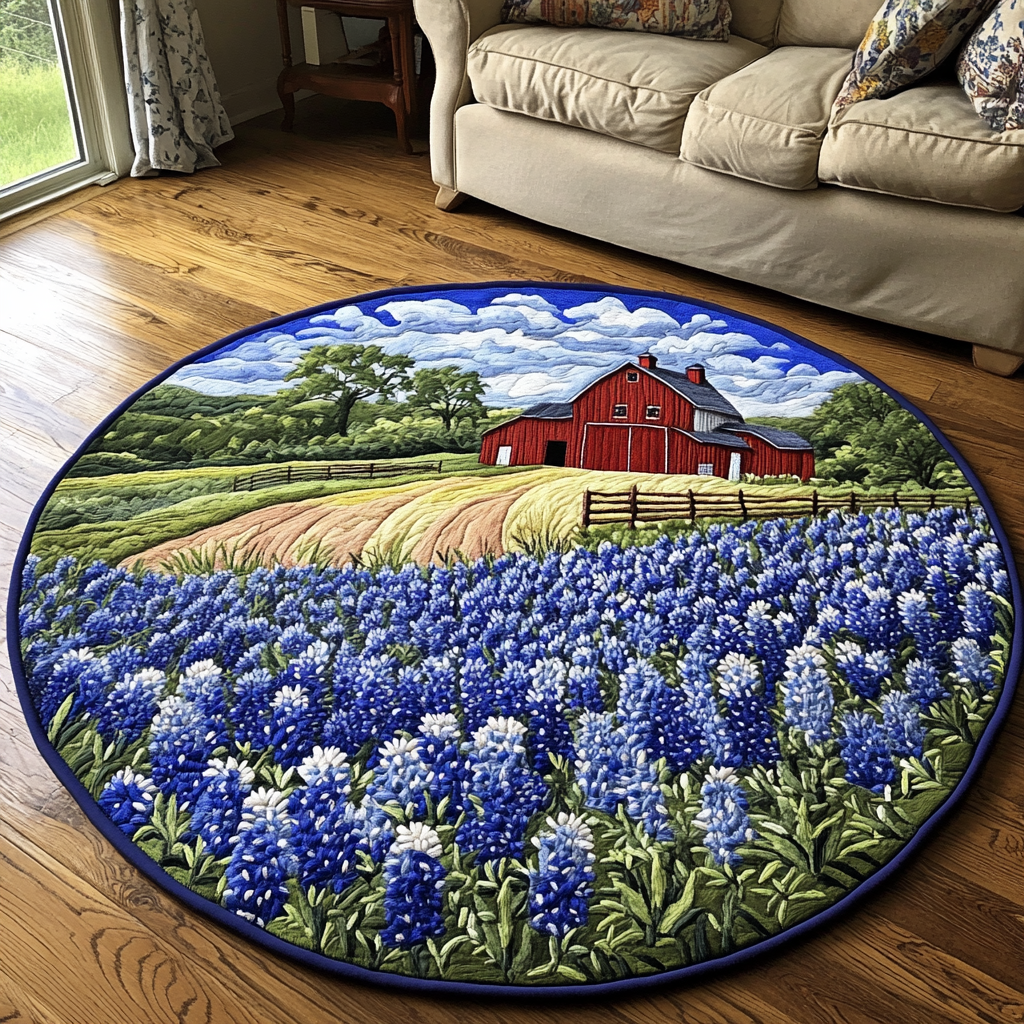Spring Fields Quilted Round Mat Door Entrance Decor Sunflower Gifts For Mom