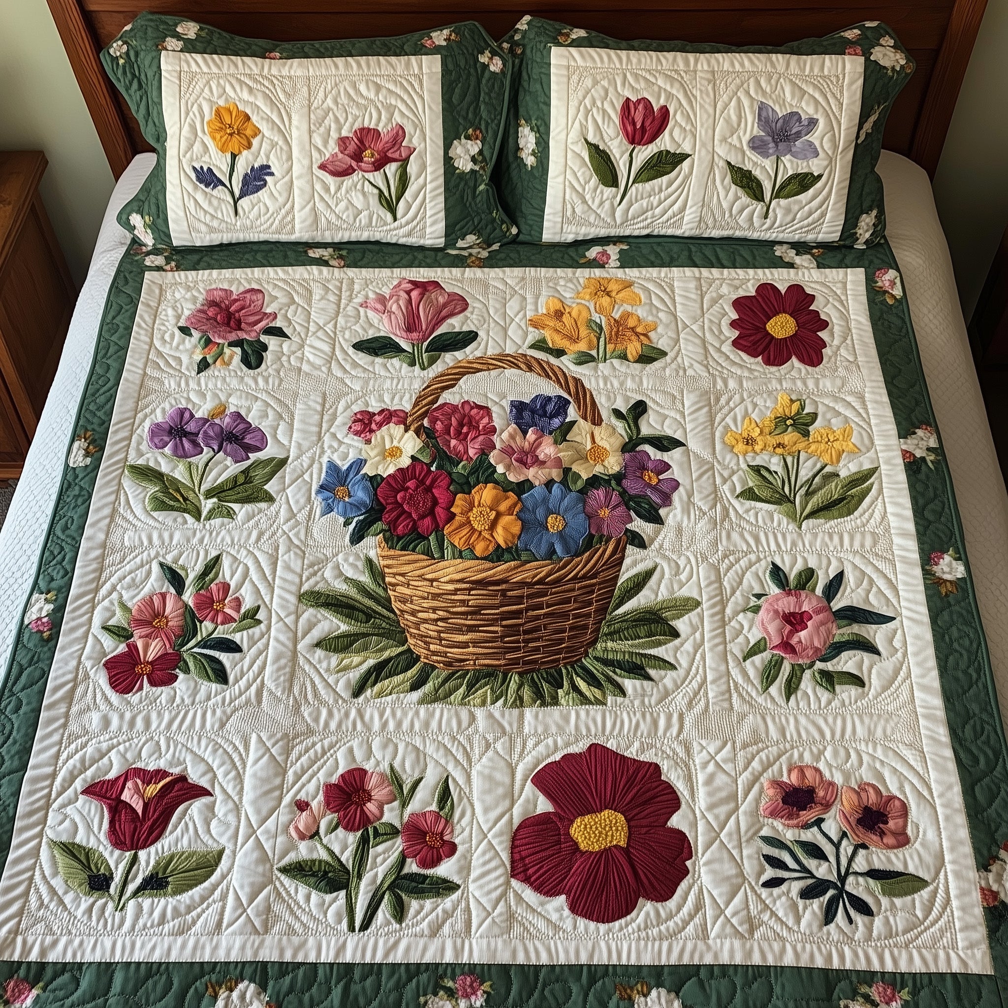 Spring Garden Patchwork Quilted Bedding Set Duvet Cover Bed Sheet Mother'S Day Gifts For Daughter In Law