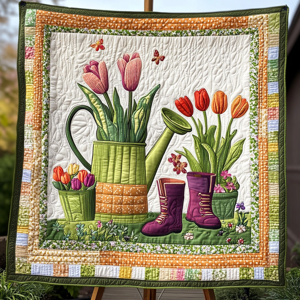 Spring Garden Quilted Blanket Nice Throw BlanketBest Gardening Lover Gifts Christmas