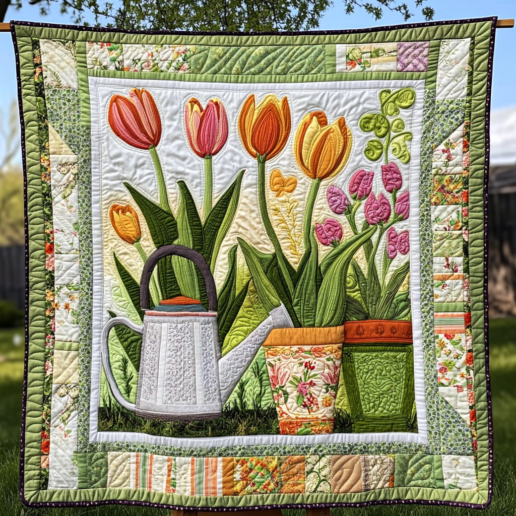 Spring Garden Quilted Blanket Nice Throw BlanketGardening Lover Gifts For Her