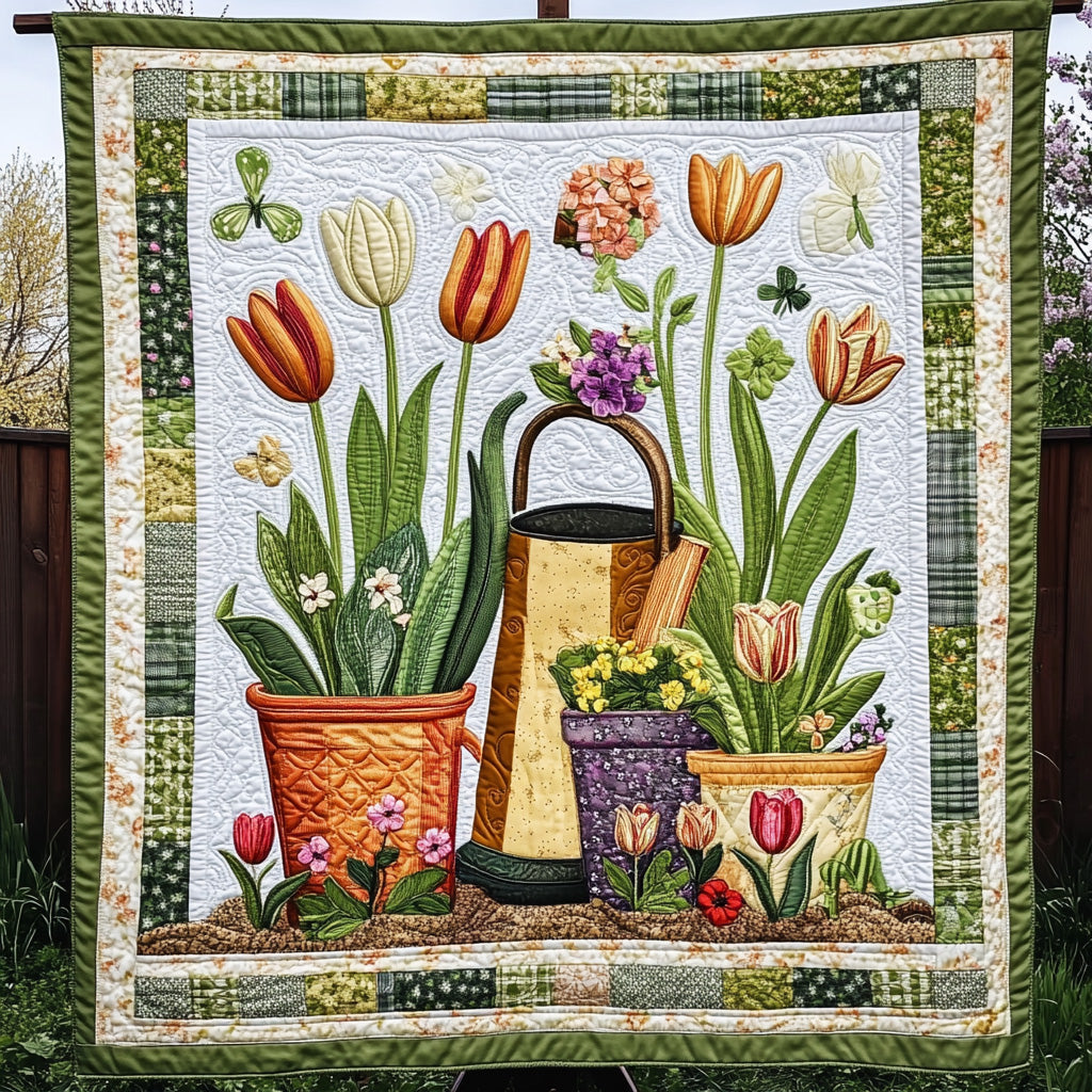 Spring Garden Quilted Blanket Nice Throw BlanketGifts For Garden Lovers