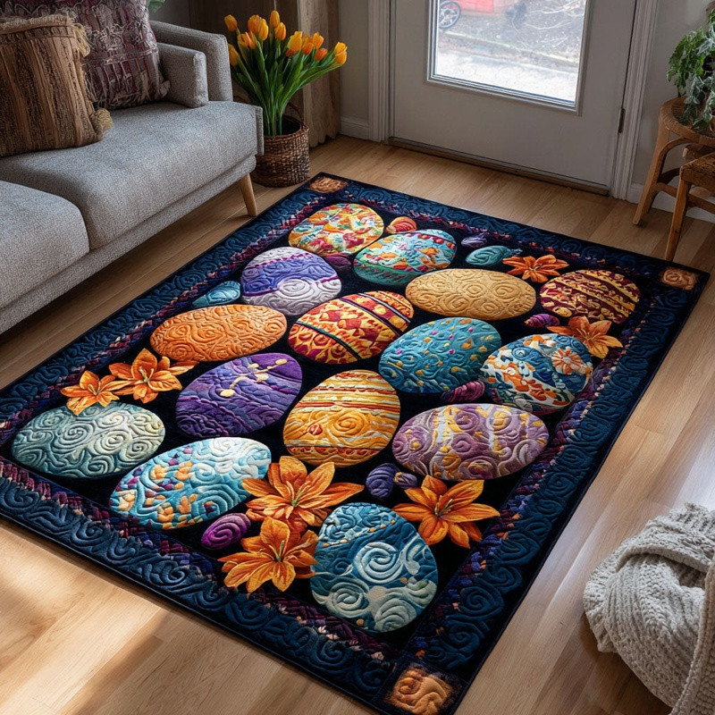 Spring Garden Whimsy Quilted Area Rug Floral Home Decor Best Gift For Gardeners