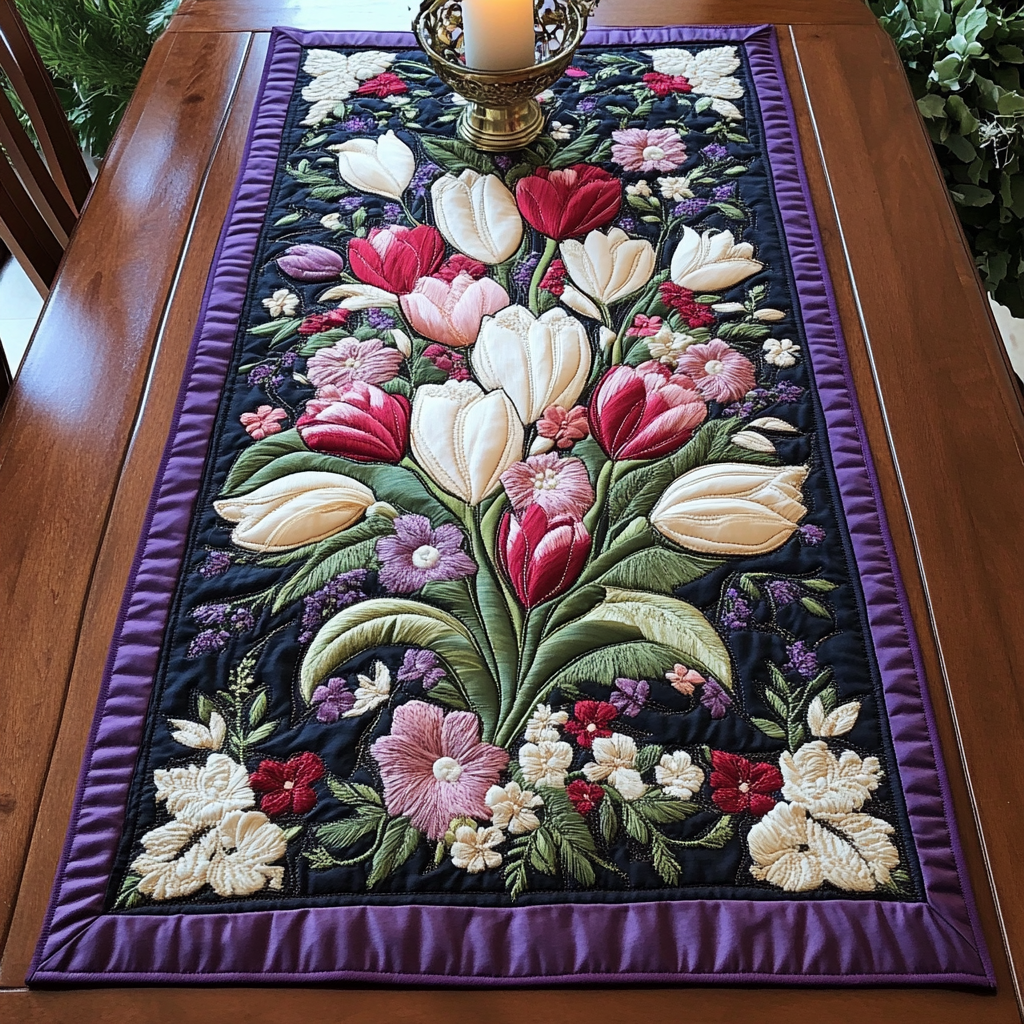 Spring Glow Quilted Table Runner Kitchen Table Decor Ideas Best Tulip Gifts Items