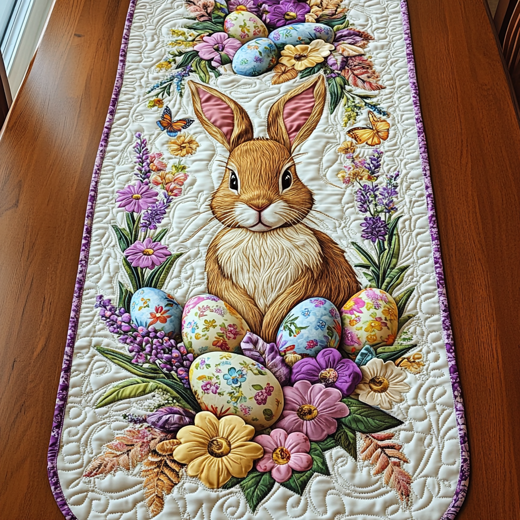 Spring Hopper Quilted Table Runner Elegant Easter Table Decor Best Friend Gifts