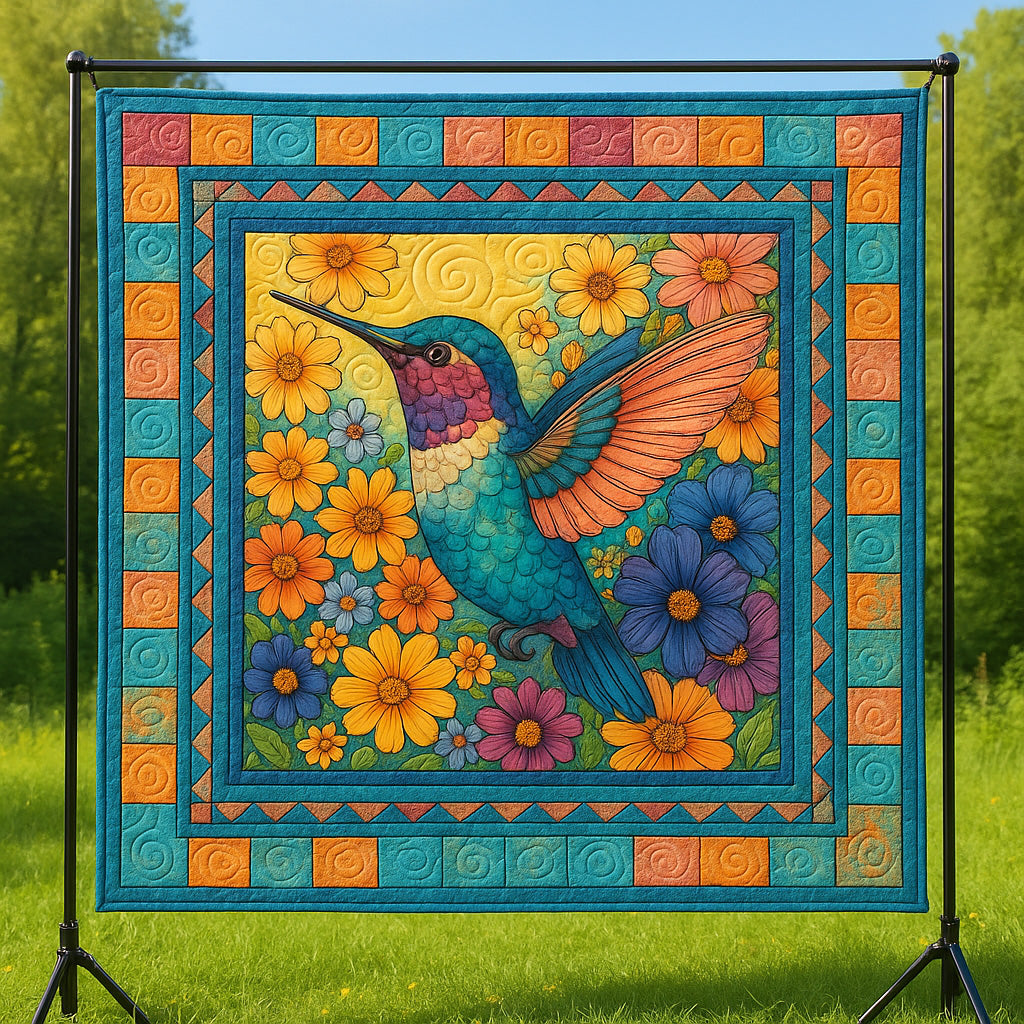 Spring Hummingbird Quilted Blanket Nice Throw BlanketAwesome Gifts For Hummingbird Lovers