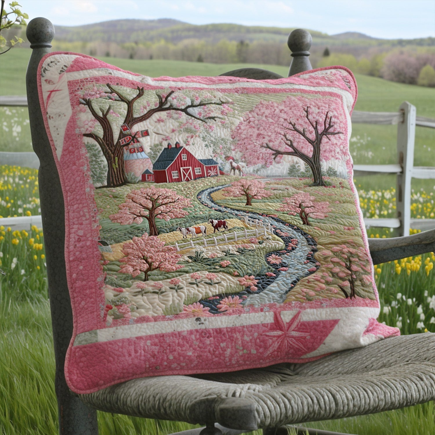 Spring Meadow Quilted Pillow Case Best Throw Pillow Covers Great Gifts For A Farmer