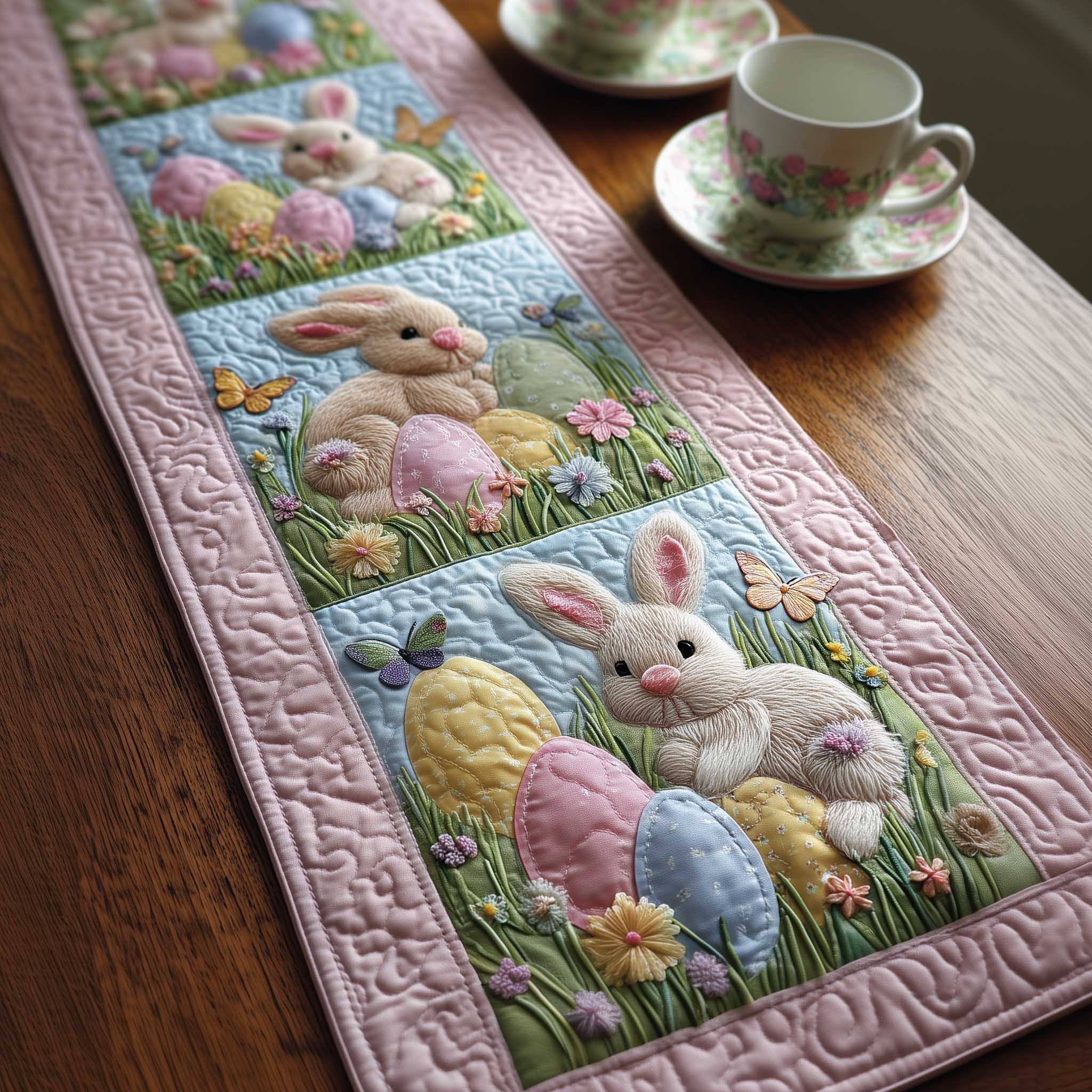 Spring Patch Quilted Table Runner Farmhouse Dining Room Decor Gift For Home