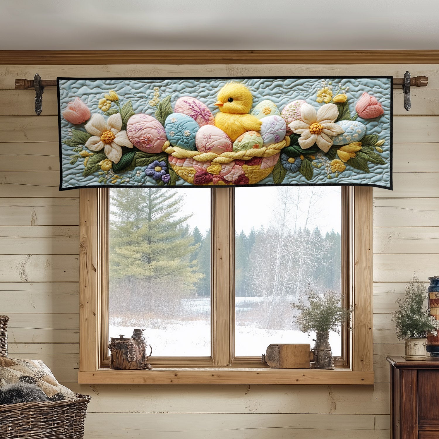 Spring Renewal Quilted Valance Rustic Window Valance Meaningful Birthday Gifts For Mom