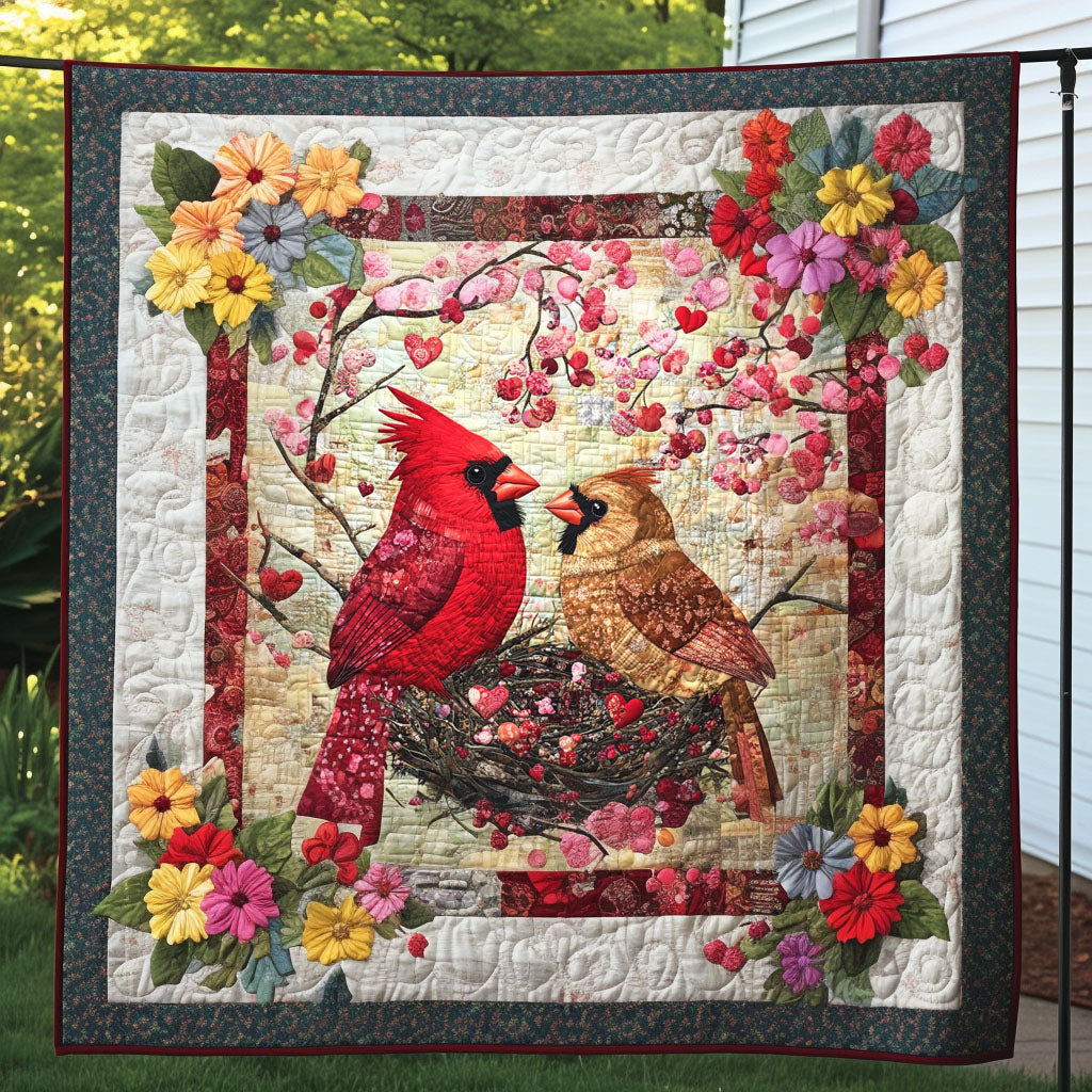 Spring Serenade Quilted Blanket Bedroom Xmas Decor Cardinal Bird Gifts