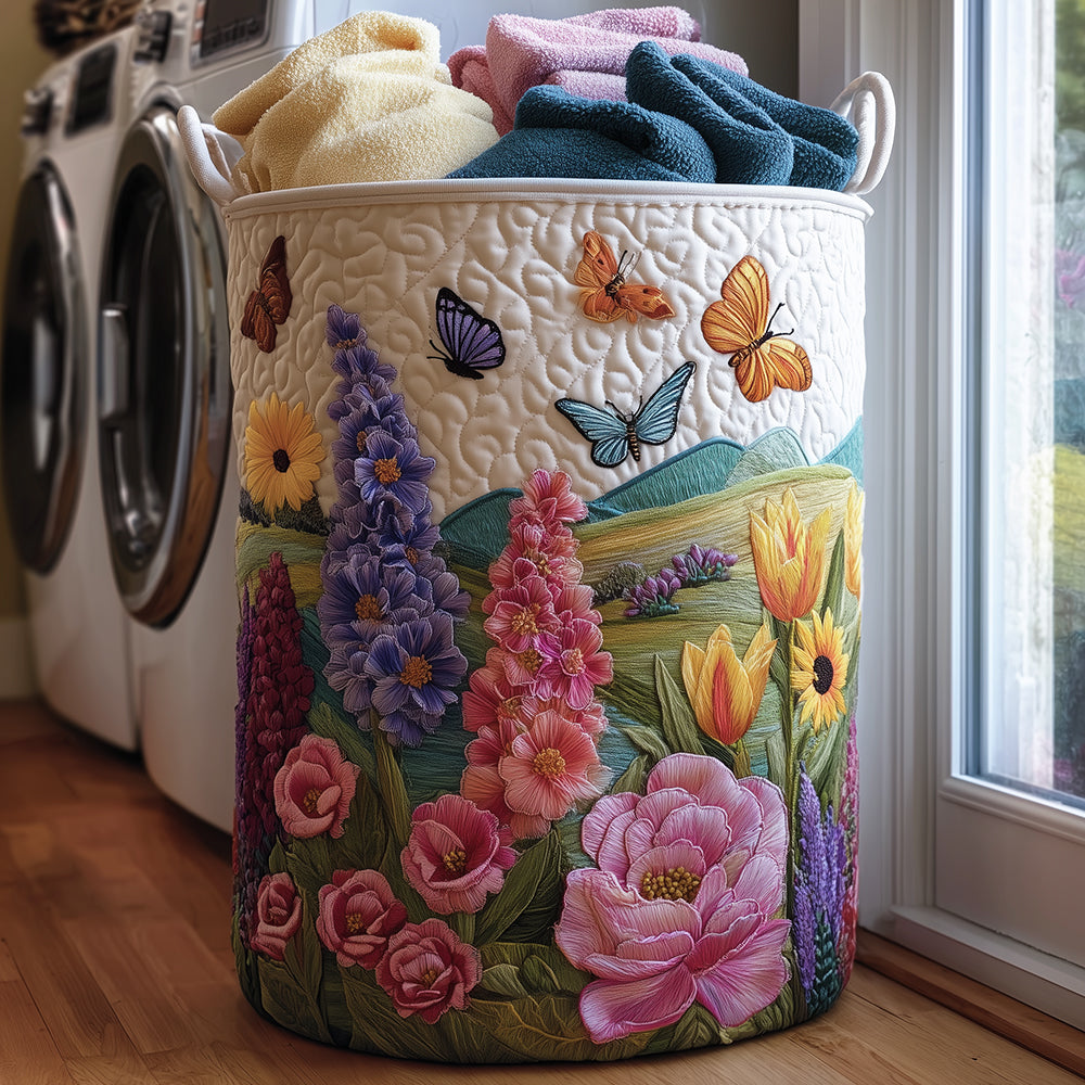 Spring Serenade Quilted Laundry Basket Perfect Gift For Apartment Living