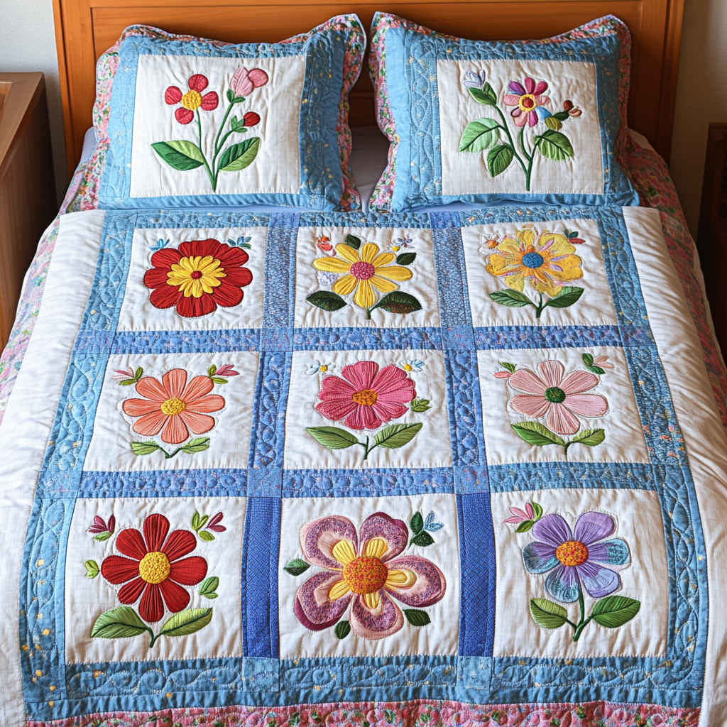 Spring Serenity Quilted Bedding Set Best Christmas Duvet Sets Gifts For Flower Enthusiasts