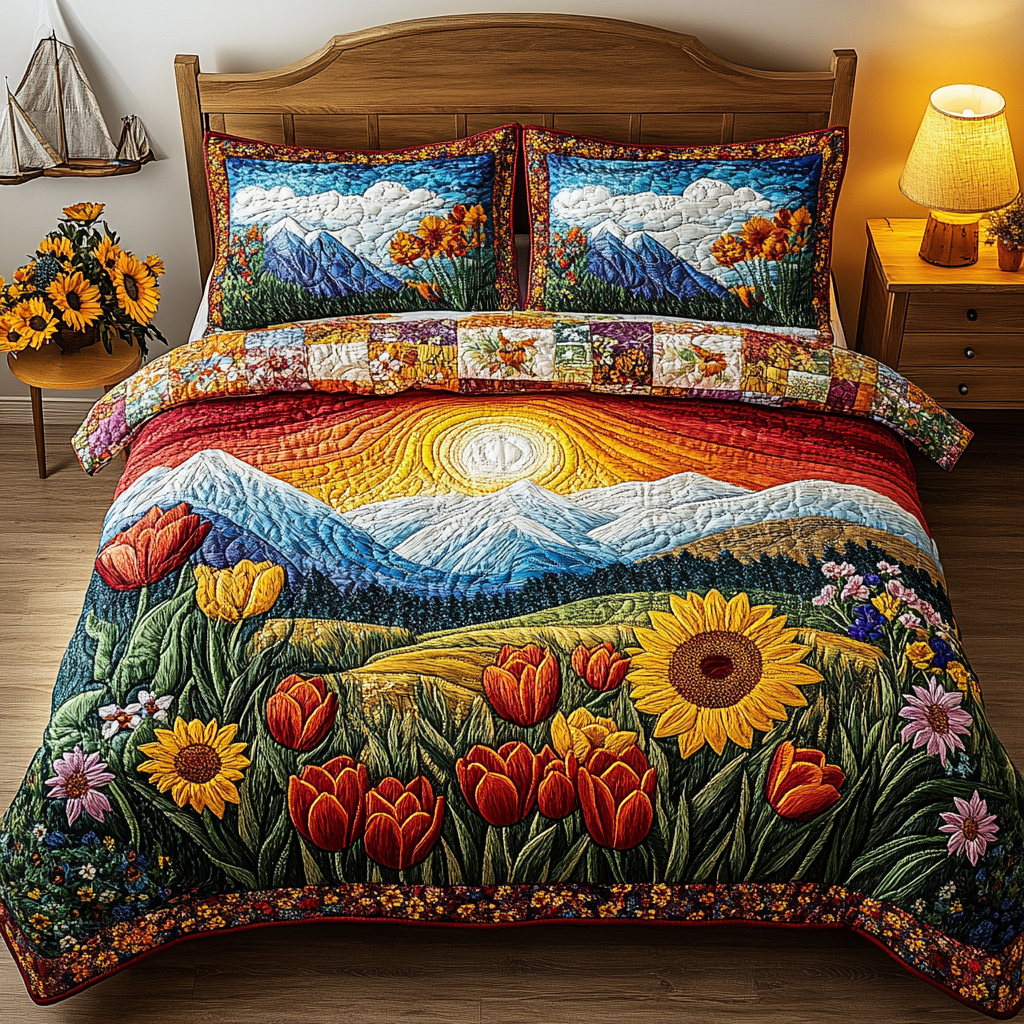 Spring Sunrise Quilted Bedding Set Home Comfort Bedding Set That Everyone Will Love