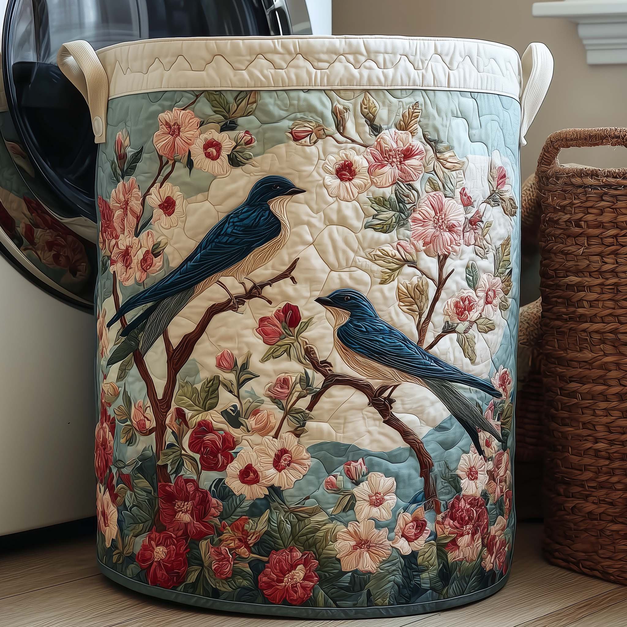 Spring Swallow Quilted Laundry Basket Laundry Room Decor Unique Gifts For Grandma