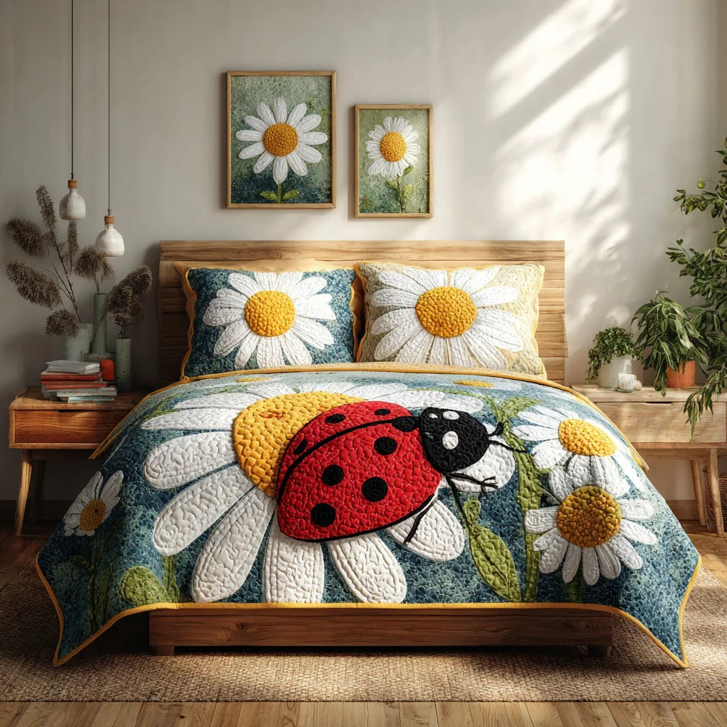 Spring Tulip Hummingbird 3-Piece Quilted Bedding Set Floral Bedspread Best Gift For Her Mom