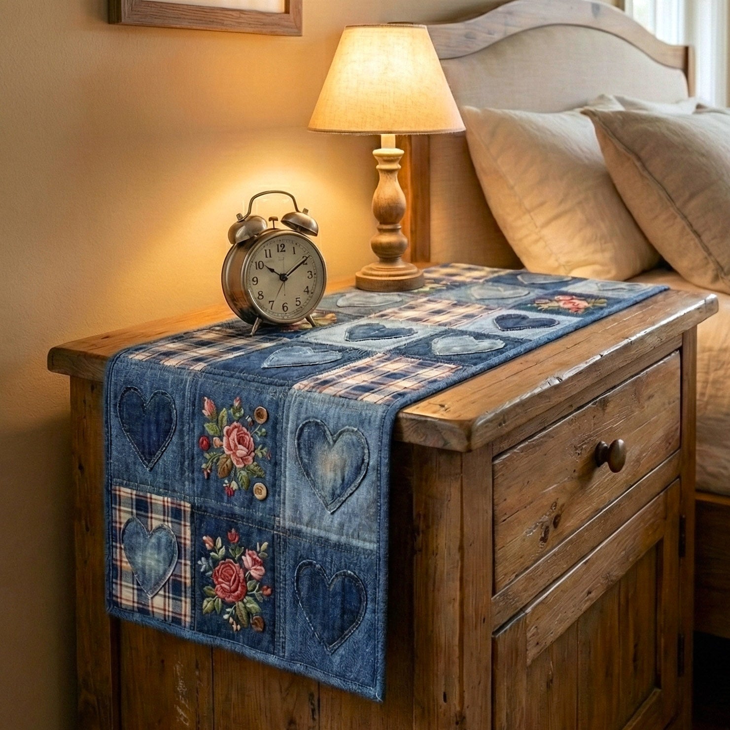 Springtime Adore Quilted Table Runner Farmhouse Dining Room Decor Gift For Home