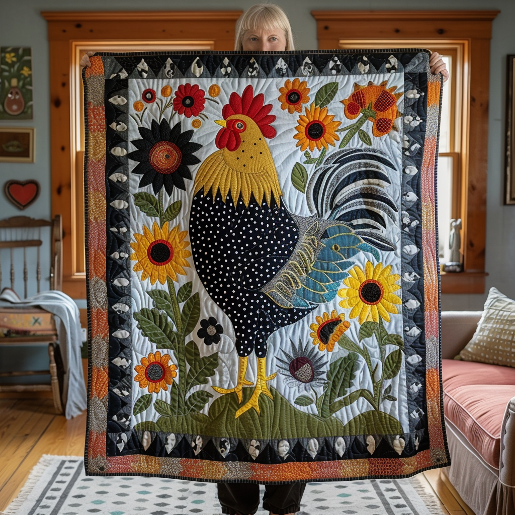 Springtime Chicken Quilted Blanket Gifts For Chicken Owners