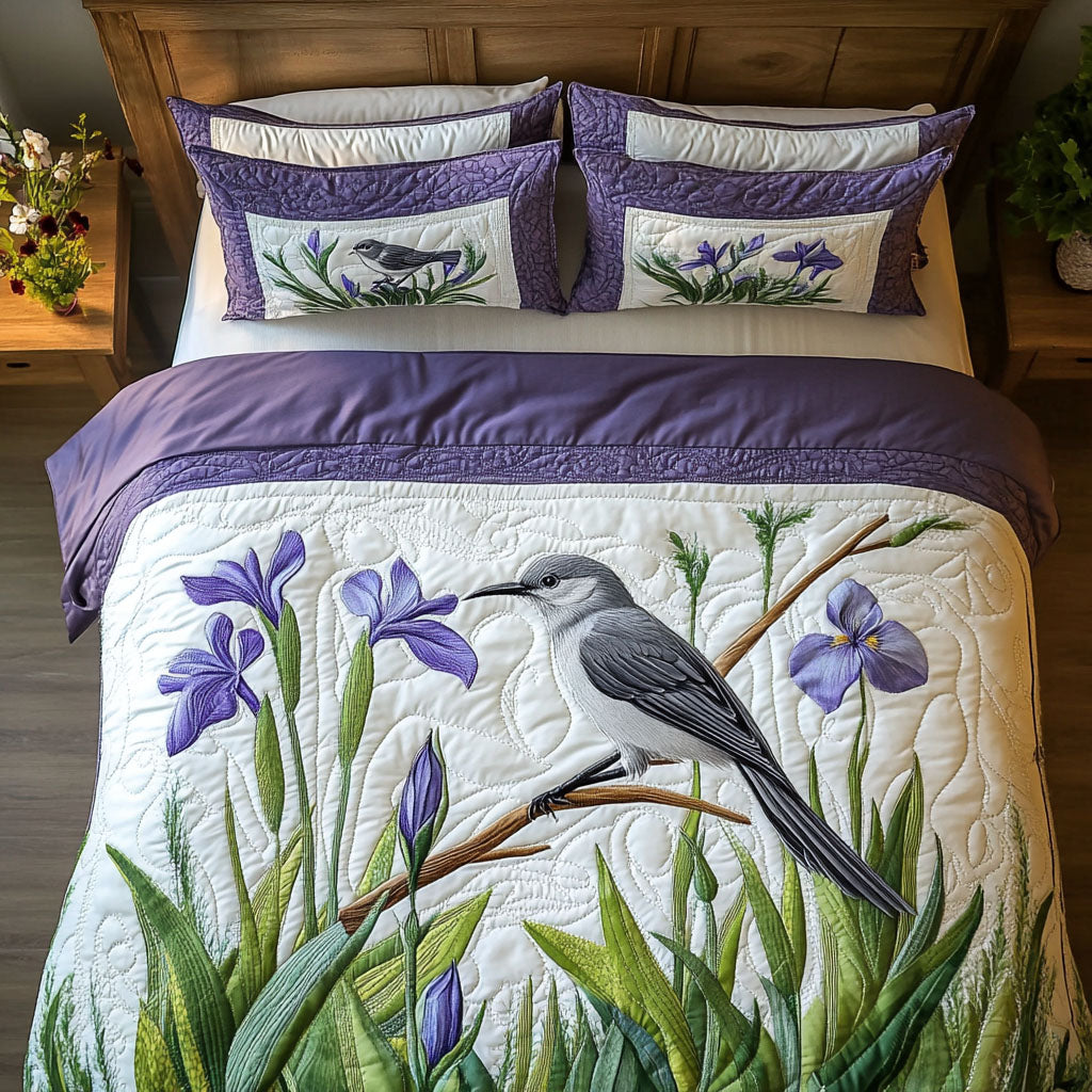 Springtime Flight Quilted Bedding Set Unique Bed Sheet Set Presents For Bird Lovers