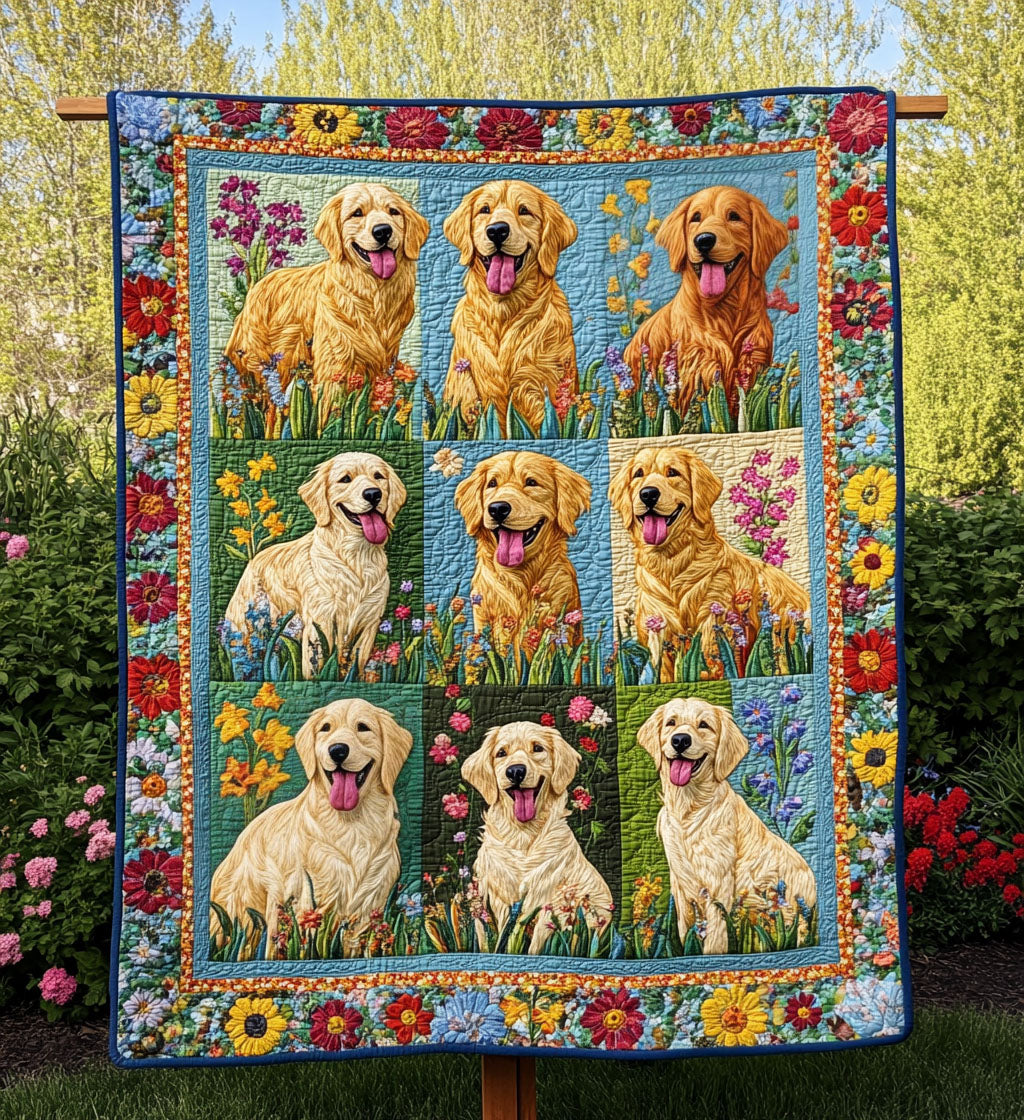 Springtime Golden Bloom Quilted Blanket Best New Dog Owner Gifts