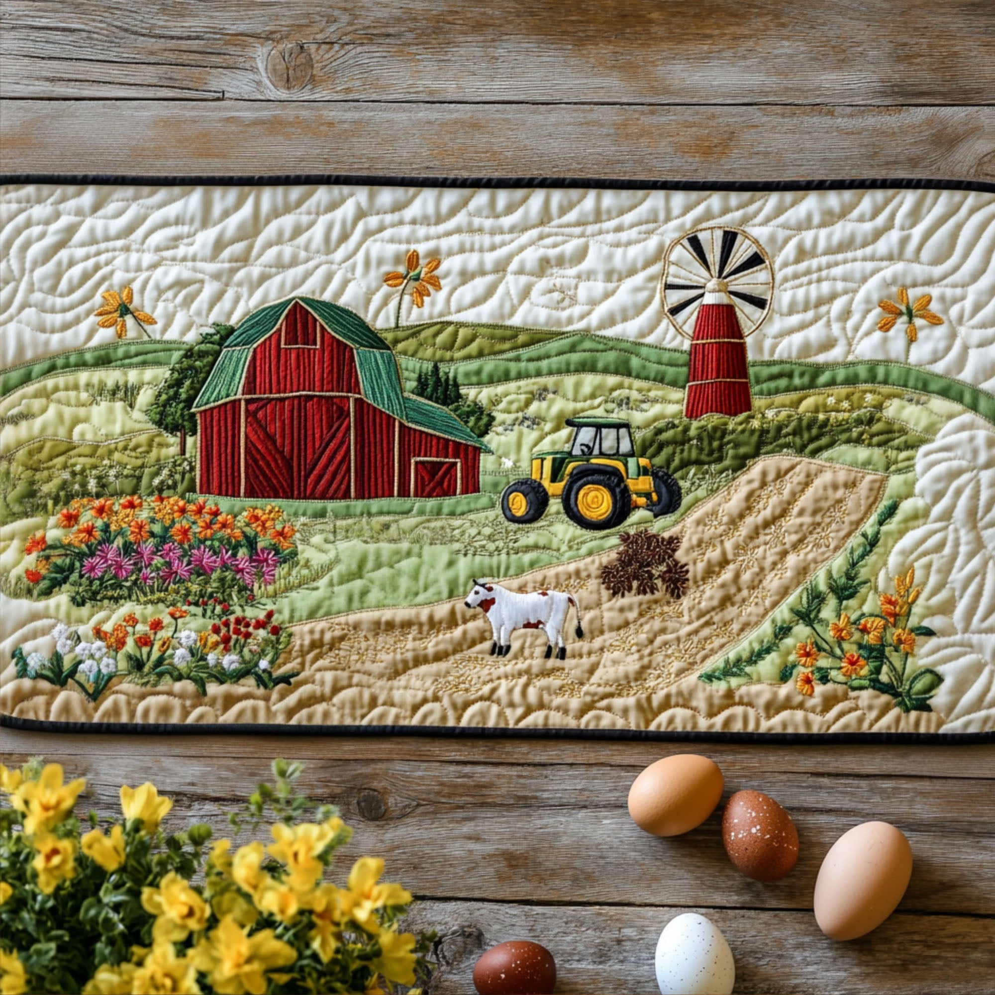 Springtime Harvest Quilted Table Runner Dining Table Ideas Christmas Present For A Farmer