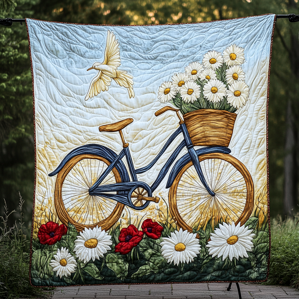 Springtime Pedal Quilted Blanket Gifts For Cyclists