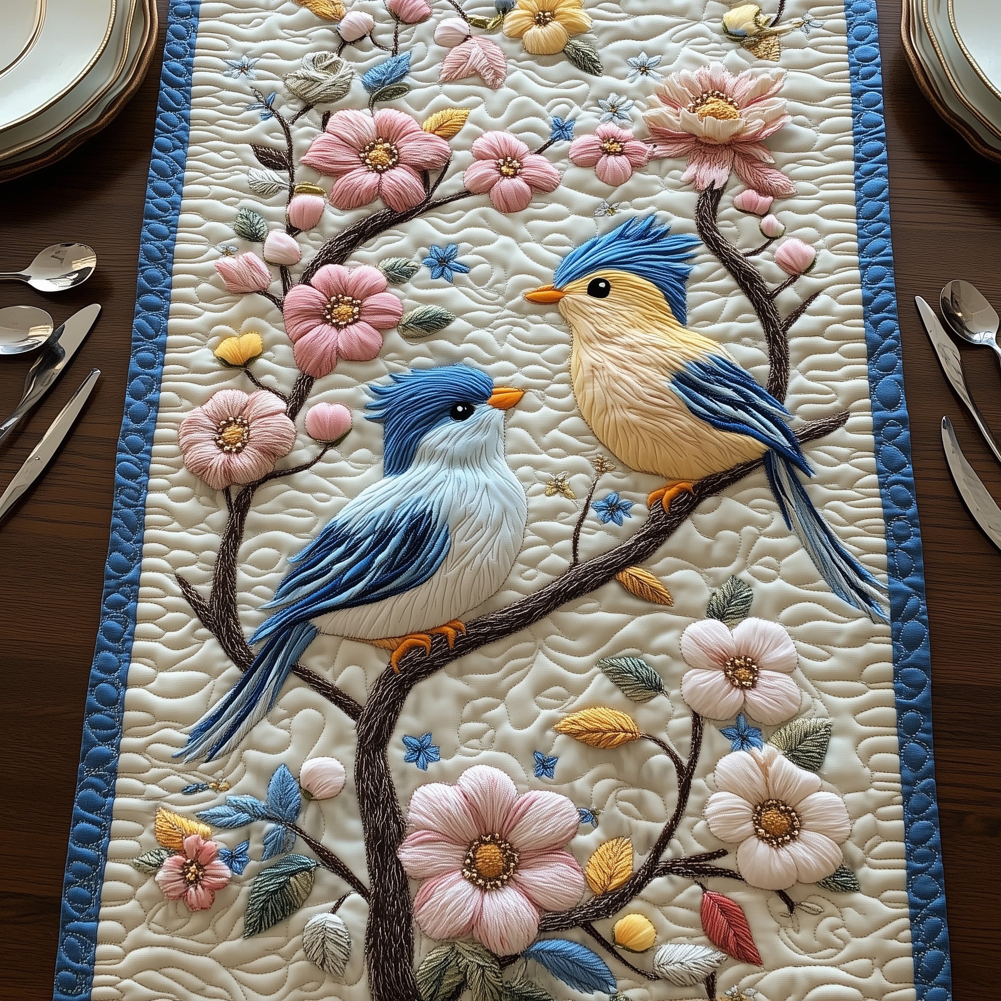 Springtime Serenade Quilted Table Runner Christmas Table Runner Decoration