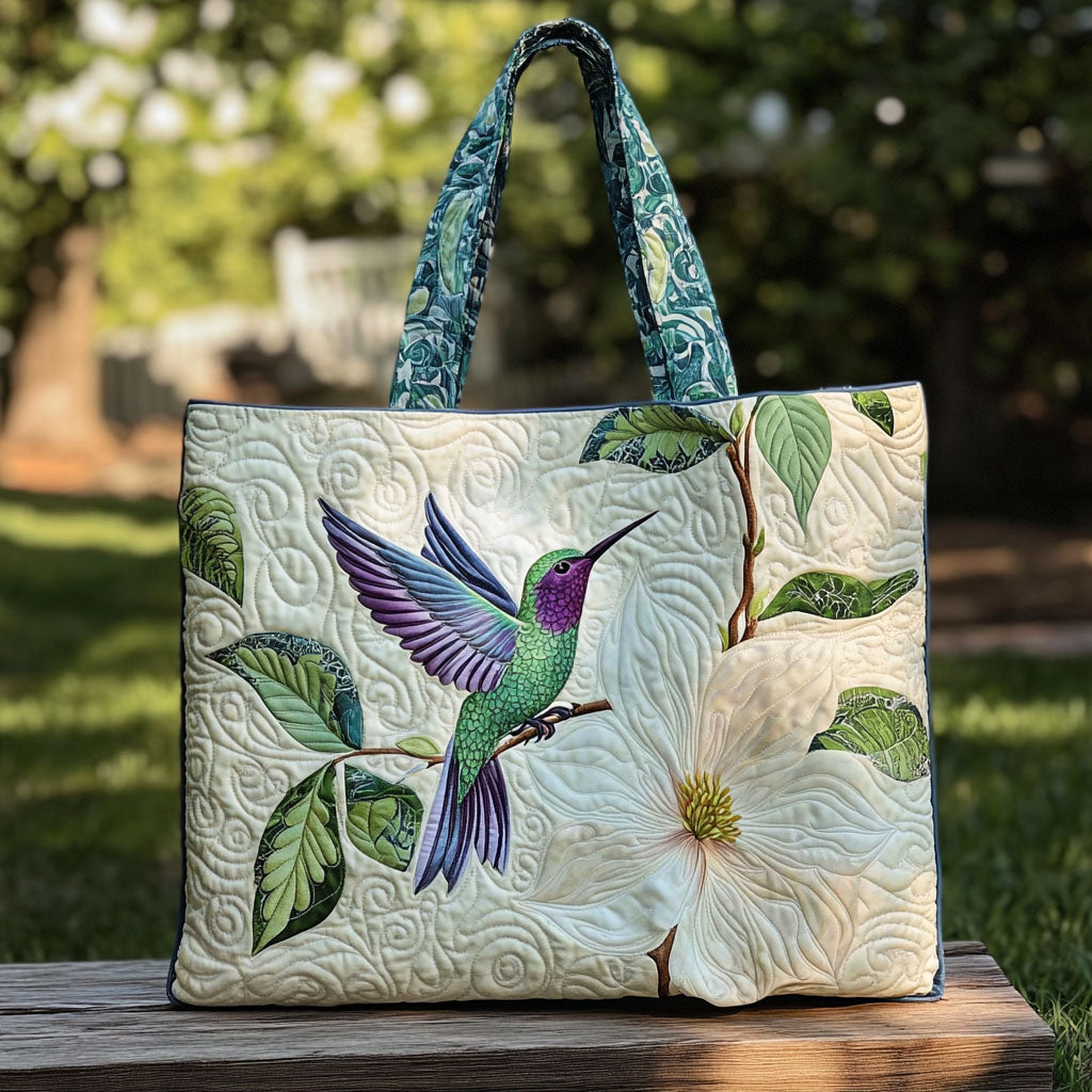 Springtime Serenade Quilted Tote Bag Hummingbird Themed Gifts