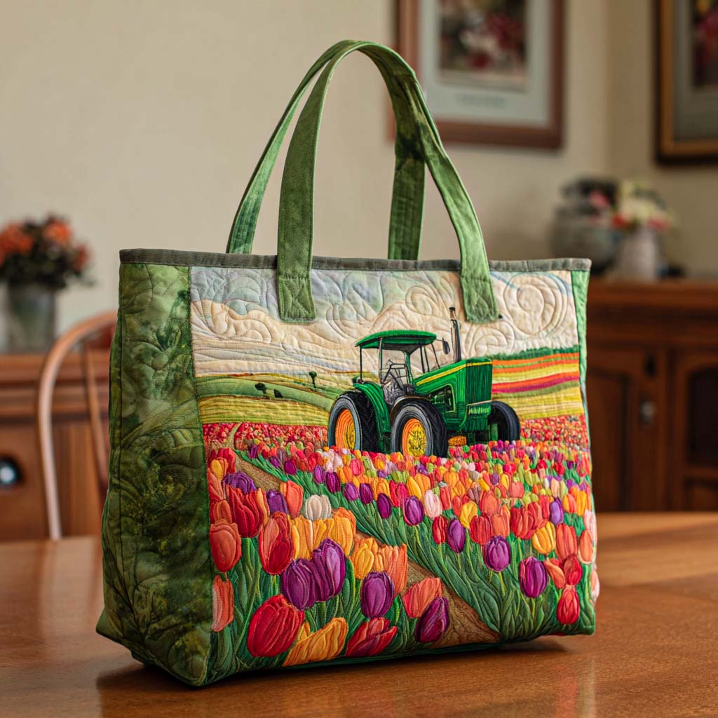 Springtime Tulip Joy Quilted Tote Bag Best Tulip Gifts Items