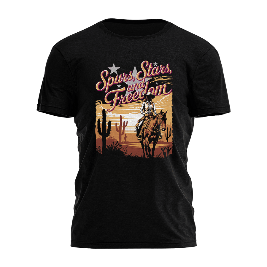 Spurs Stars And Freedom Cowgirl Shirt Western Cowboy T-Shirt Gifts For Girlfriend