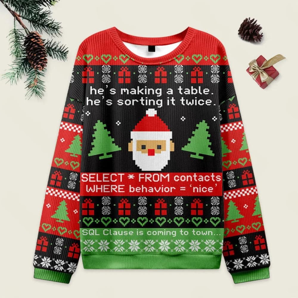 SQL Clause Is Coming To Town Christmas Ugly Sweater Funny Xmas Sweater Gifts For Friends