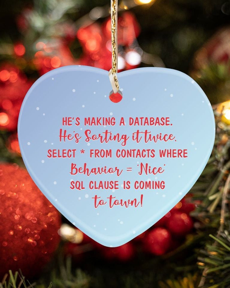 SQL Clause Is Coming To Town Heart Ornament Hanging Christmas Ornaments Christmas Holiday Decor SQL Clause Is Coming To Town Heart Ornament Hanging Christmas Ornaments Christmas Holiday Decor