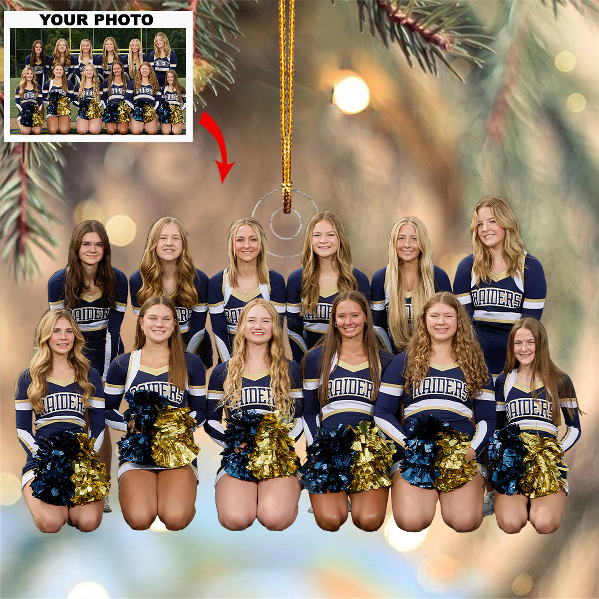 Squad Goals Personalized Photo Mica Ornament Christmas Gift For Sport Lovers Cheerlead