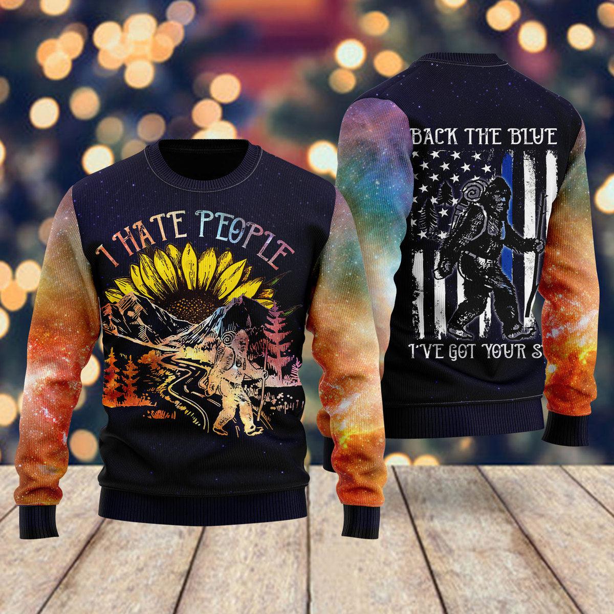 Squatchmas I Hate People Ugly Christmas Sweater Funny Clothes Gifts For Camping Lovers