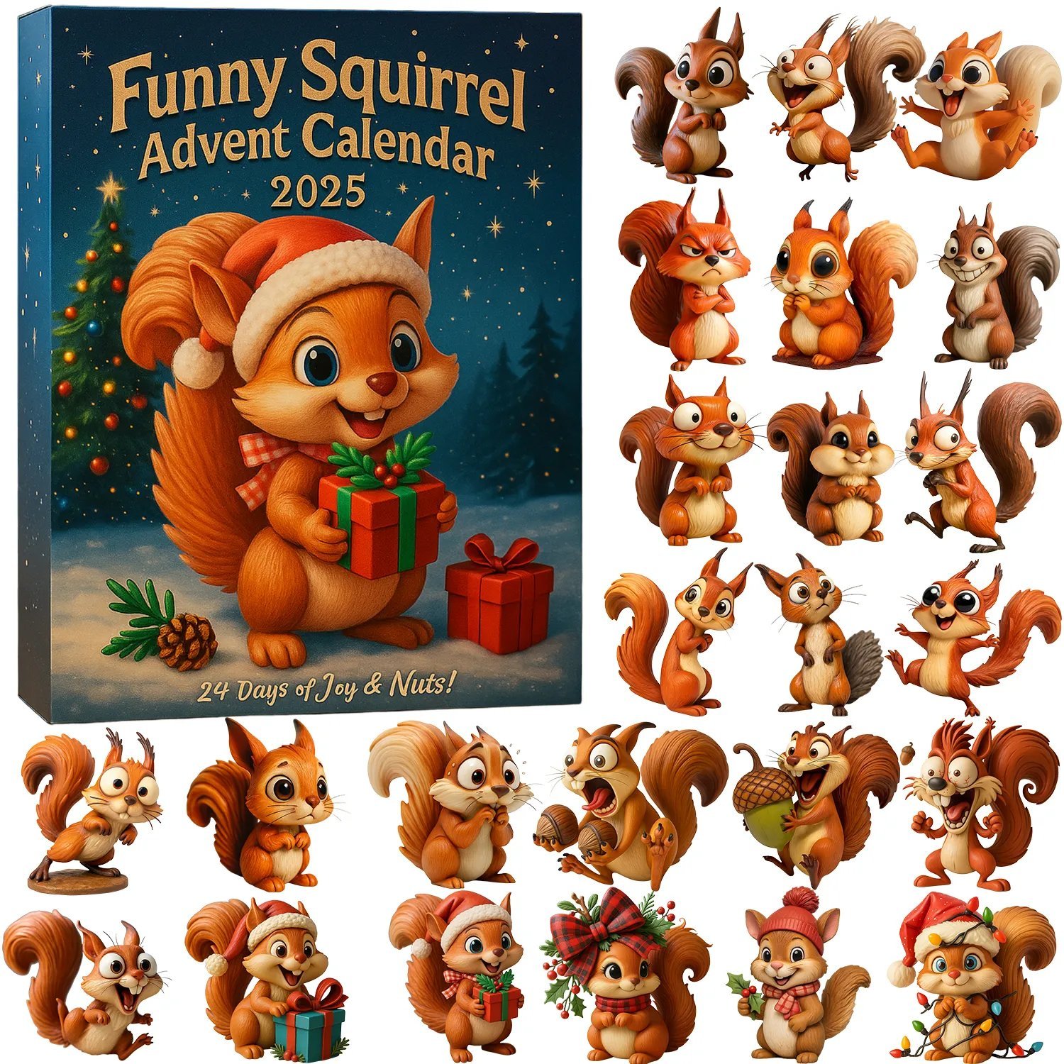 Squirrel Advent Calendar 2025 Animal Themed Christmas Gifts For Squirrel Lovers