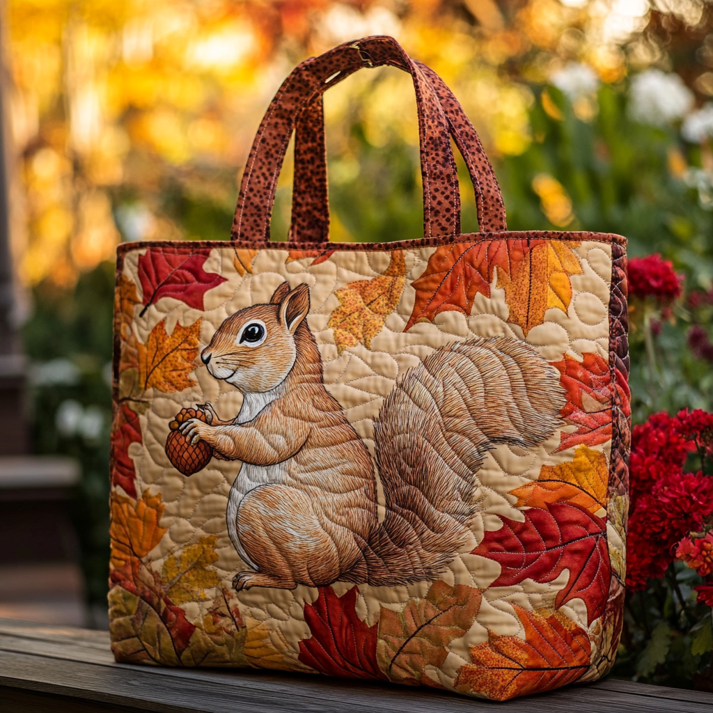 Squirrel Bliss Quilted Tote Bag Gift Ideas For Fall