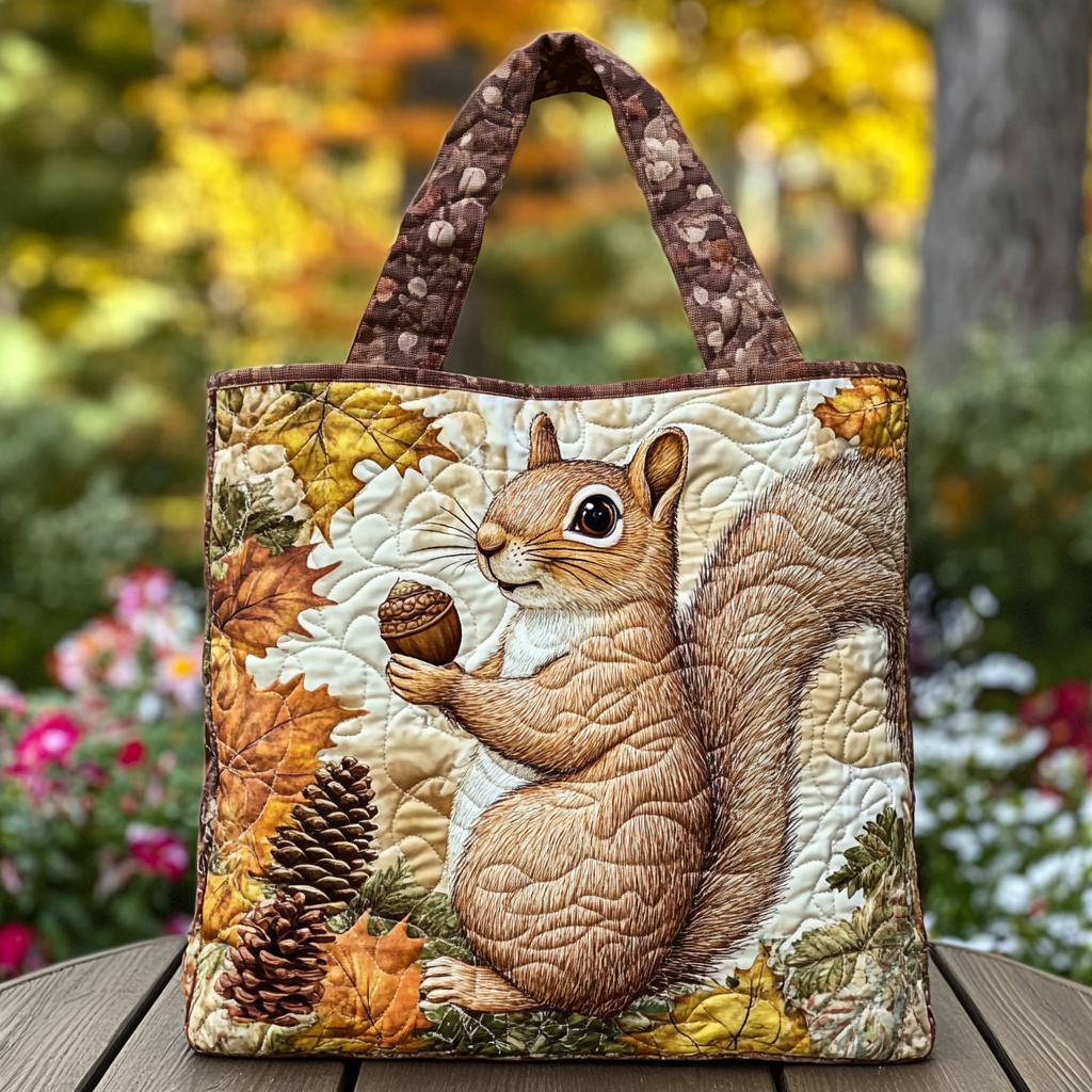 Squirrel Haven Quilted Tote Bag Best Gifts For Cat Lovers